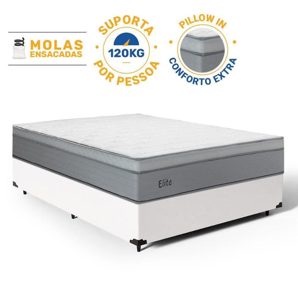 Cama Box com Colchão de Molas Ensacadas Pillow In Elite Casal 138cm