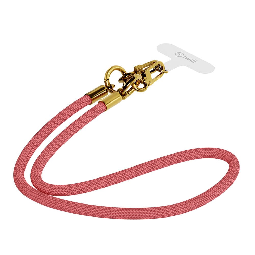 Alça Universal Transporte Smartphone Phone Strap Iwill 40cm Salmao c/ Dourado
