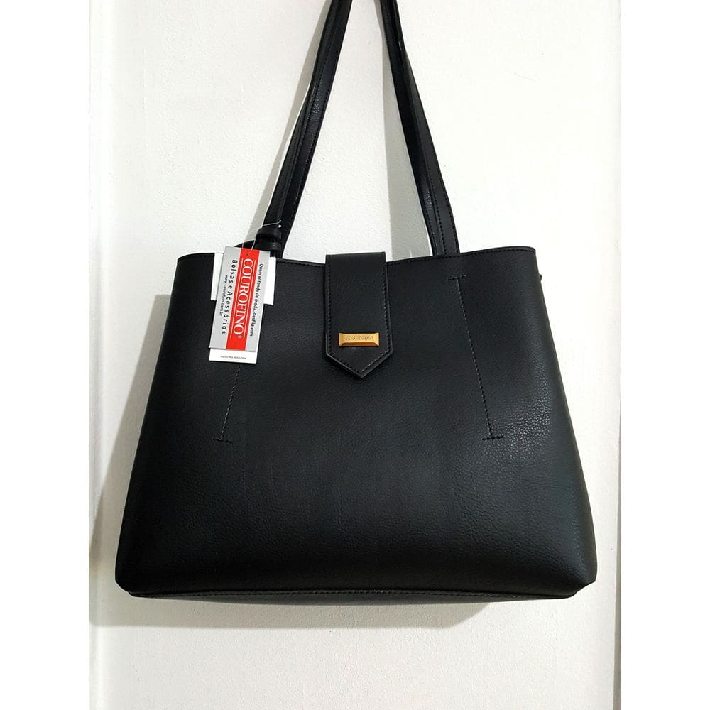Bolsa Tote Tiracolo Lingueta Grande Preta BSI-5187 - PR