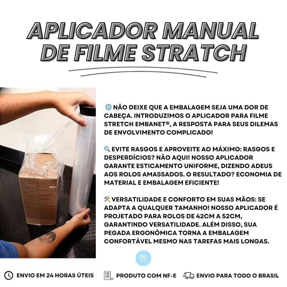 01 Aplicador De Plastico Filme Manual De 42Cm Ate 52Cm