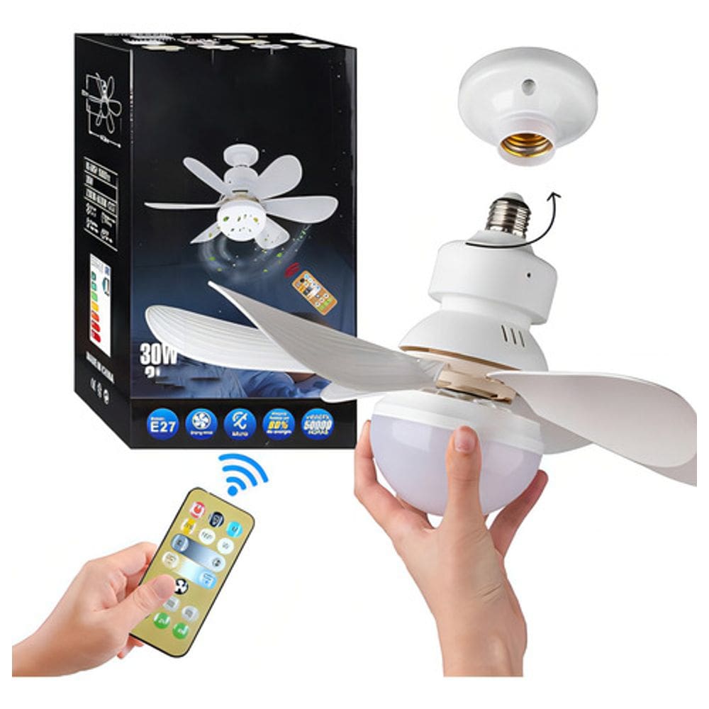 Ventilador Lâmpada de Teto 3 modos Led Silencioso Moderno 42 cm diametro
