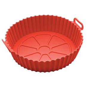 Forma Redonda de Silicone para Air Fryer Vermelha 19cm
