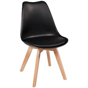Cadeira Leda - Charles Eames, Saarinen Wood Almofada Preta