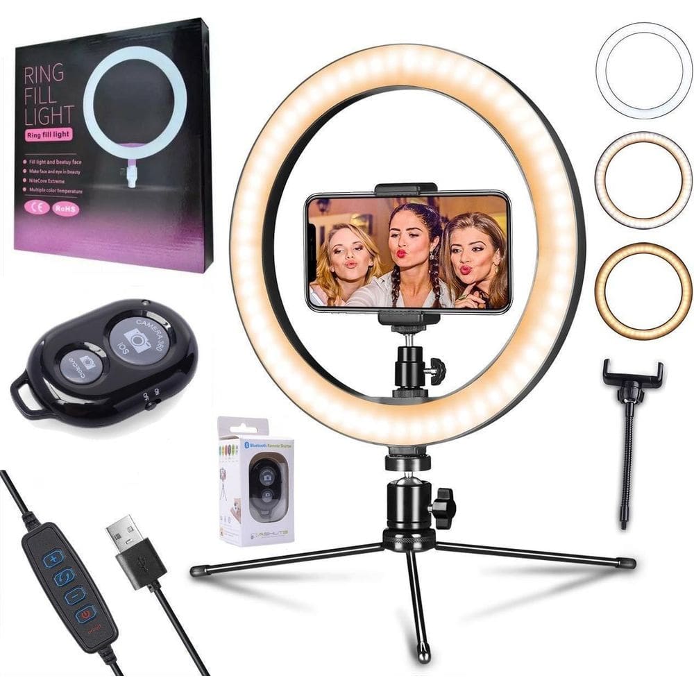 Kit Ring Light Iluminador Luz Anel Led 26Cm Suporte Celular