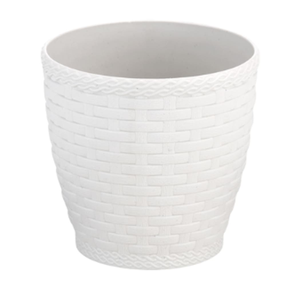 Vaso Rattan Redondo M2 (750ml) Branco INJEPLASTEC
