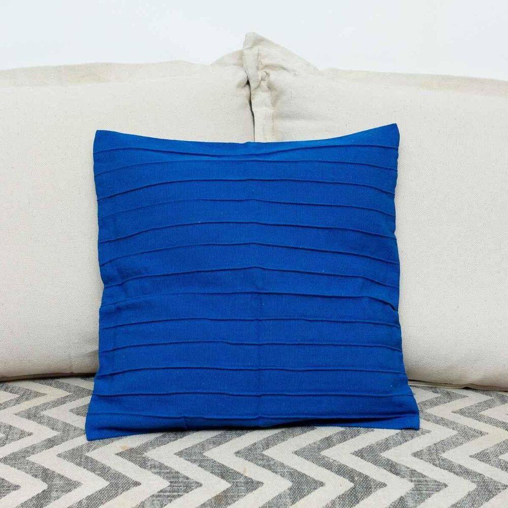 Capa De Almofada Drapeada De Algodão Azul 45Cmx45Cm