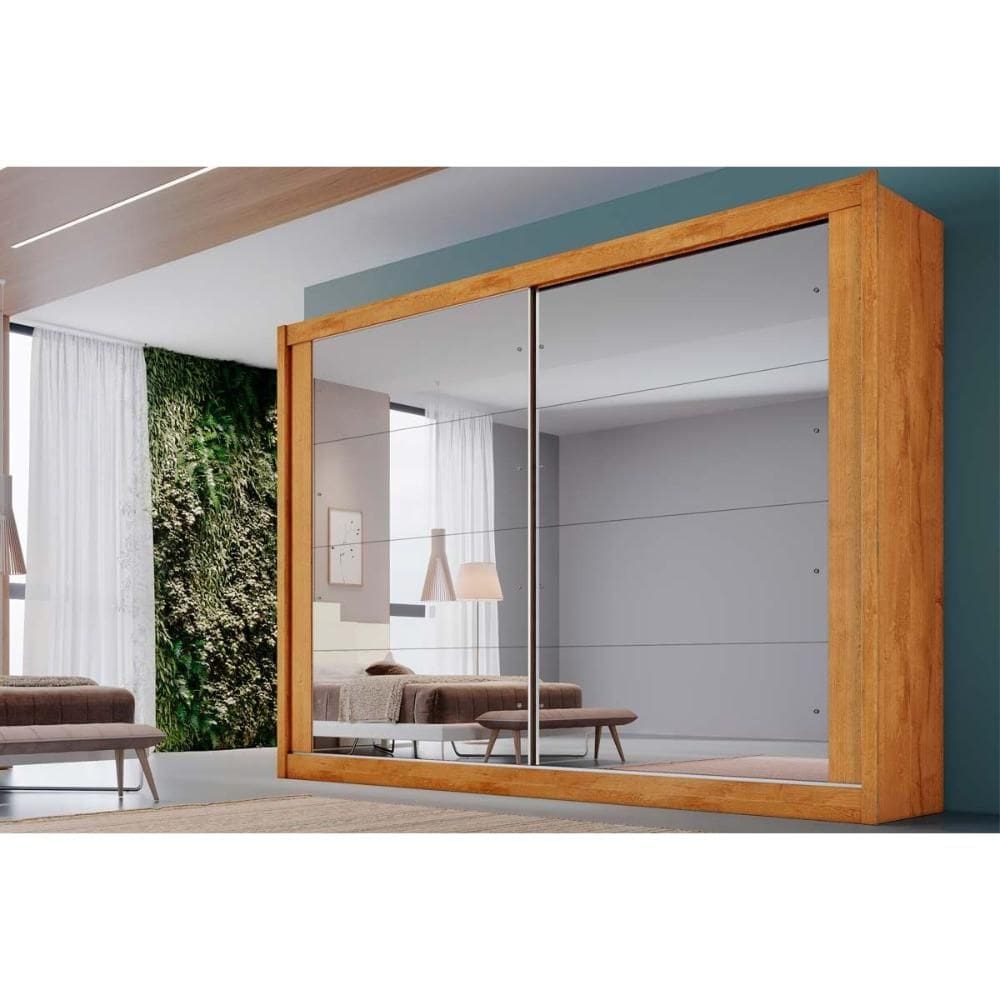 Guarda Roupa Casal 2 Portas c/ Espelho e 4 Gavetas Creta Flex Peroba/Peroba ou Off White - Europa