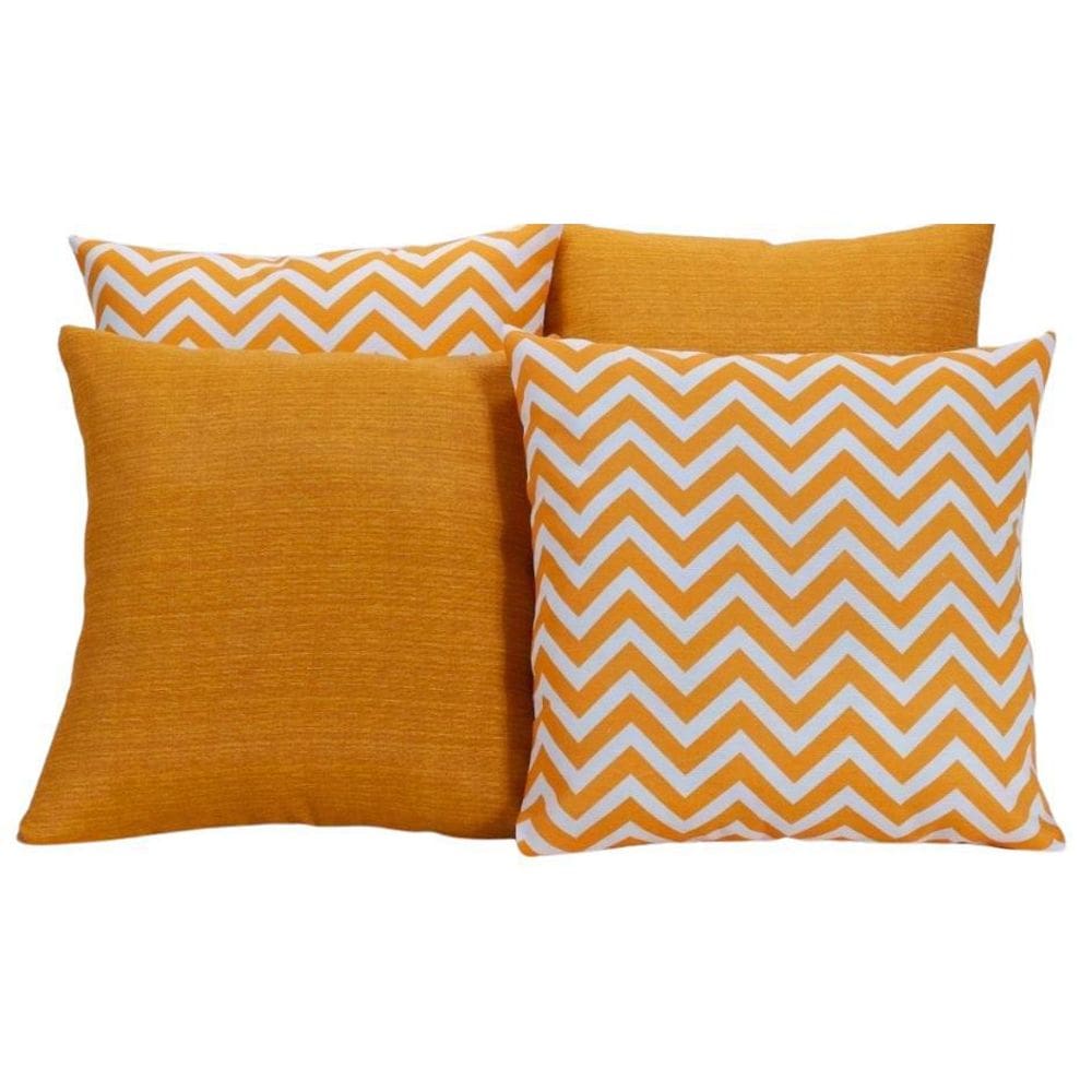 Kit 4 Almofadas Para Sofá Listrado Laranja Com Branco