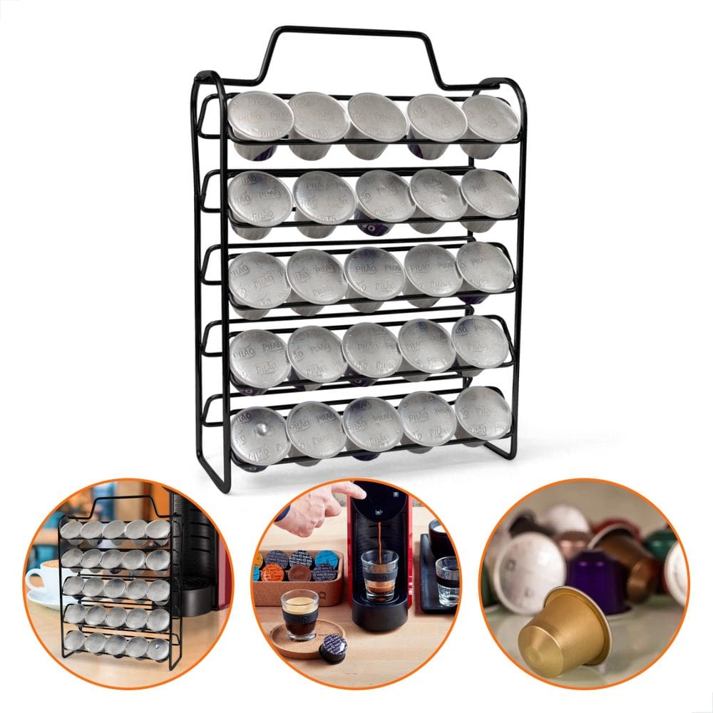 Suporte Porta 50 Cápsulas Cafe Nespresso Preto