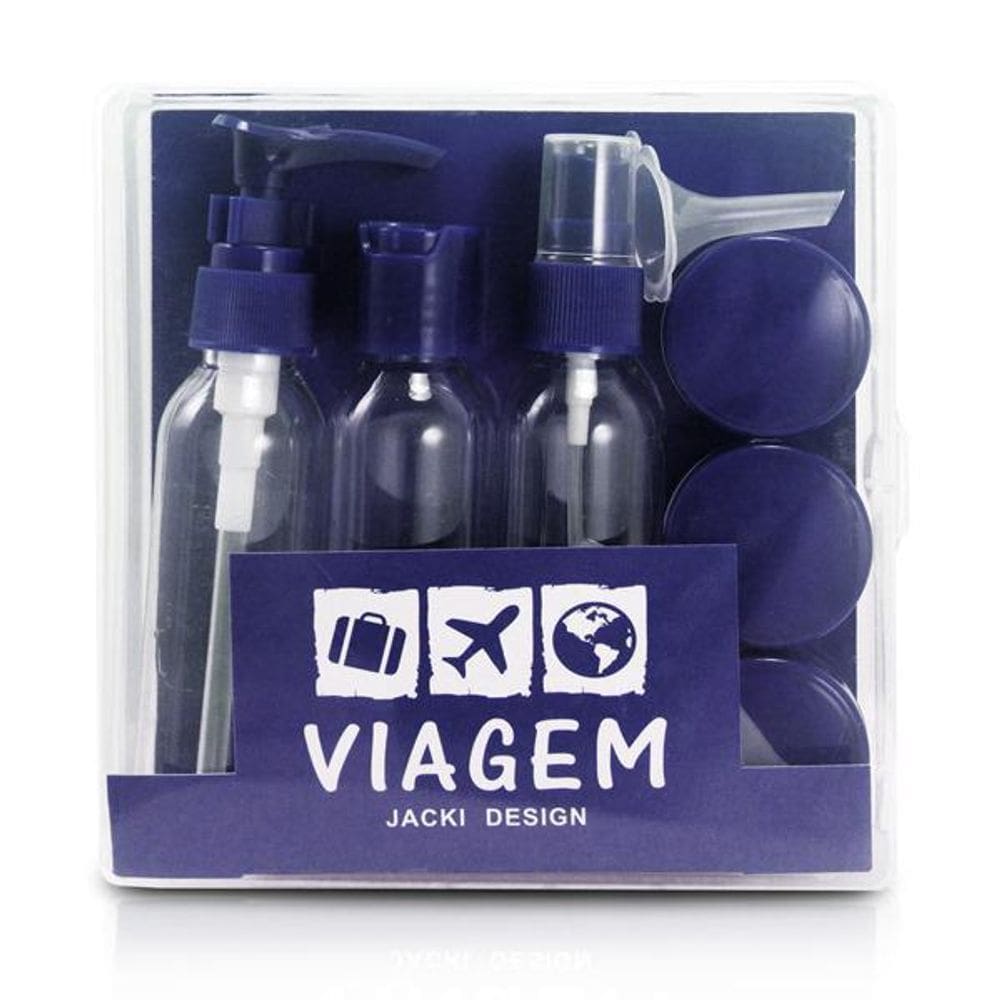 Kit De Frascos Com 9 Peças Caixa Dura - Azul