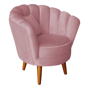 Poltrona Pétala Elegancia Decorativa Com Pés De Madeira Rosa