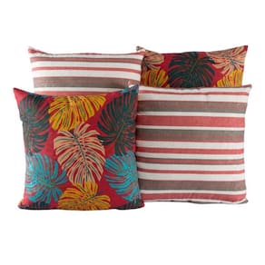 Kit 4 Almofadas Jacquard Decorativas 40X40 Vermelho - 004