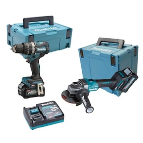 Kit Parafusadeira + Esmerilhadeira Brushless 2 Bat 40V 4Ah HP002 + GA007 Makita 110V