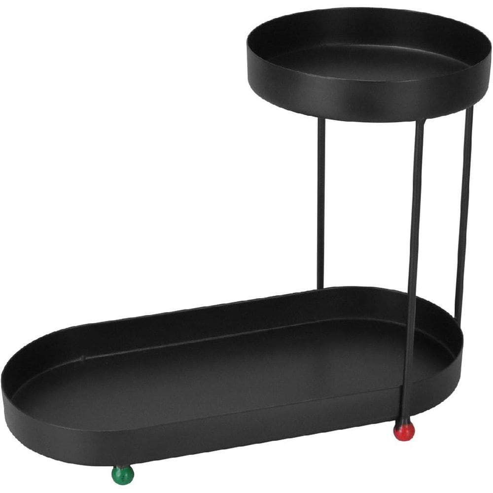 SUPORTE DECORATIVO PLANTA CACHEPO PARA VASOS 2 NIVEIS HOME&CO METAL 27x35x17cm PRETO