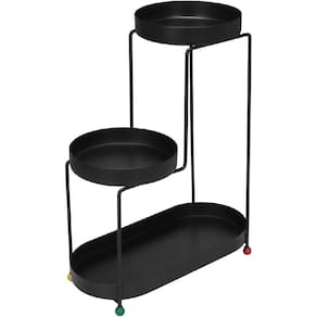 SUPORTE PARA VASOS PLANTA CACHEPÔ 3 NIVEIS HOME&CO METAL 45x35x17cm PRETO