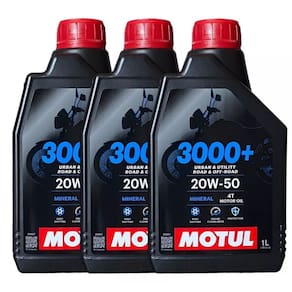 kit 3x Óleo Motor Motul 3000+ 4t 20w50 Jaso Ma2 Mineral 1L DAFRA BAJAJ SUZUKI HONDA