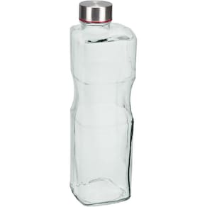 GARRAFA ÁGUA SUCO LEITE HOME&CO VIDRO 1,1 LITROS 27x8x8cm TRANSPARENTE COM TAMPA