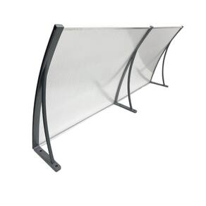 Toldo Policarbonato 1,80 X 0,50m Preto e Translucido com Kit
