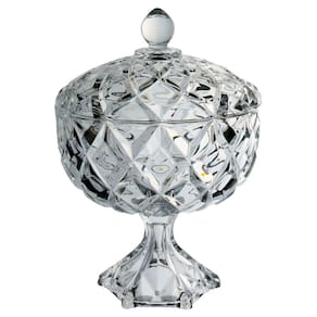 POTICHE DECORATIVO REDONDO BOMBONIERE HOME&CO COM PÉ ECO CRYSTAL 25x24x24cm TRANSPARENTE