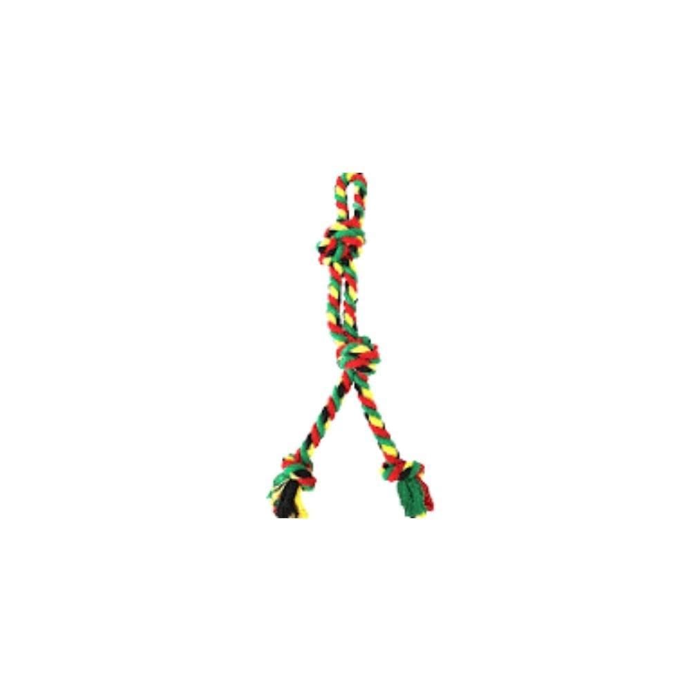 Brinquedo Dental Puxador Duplo Com 4 Nós Para Cães 45Cm