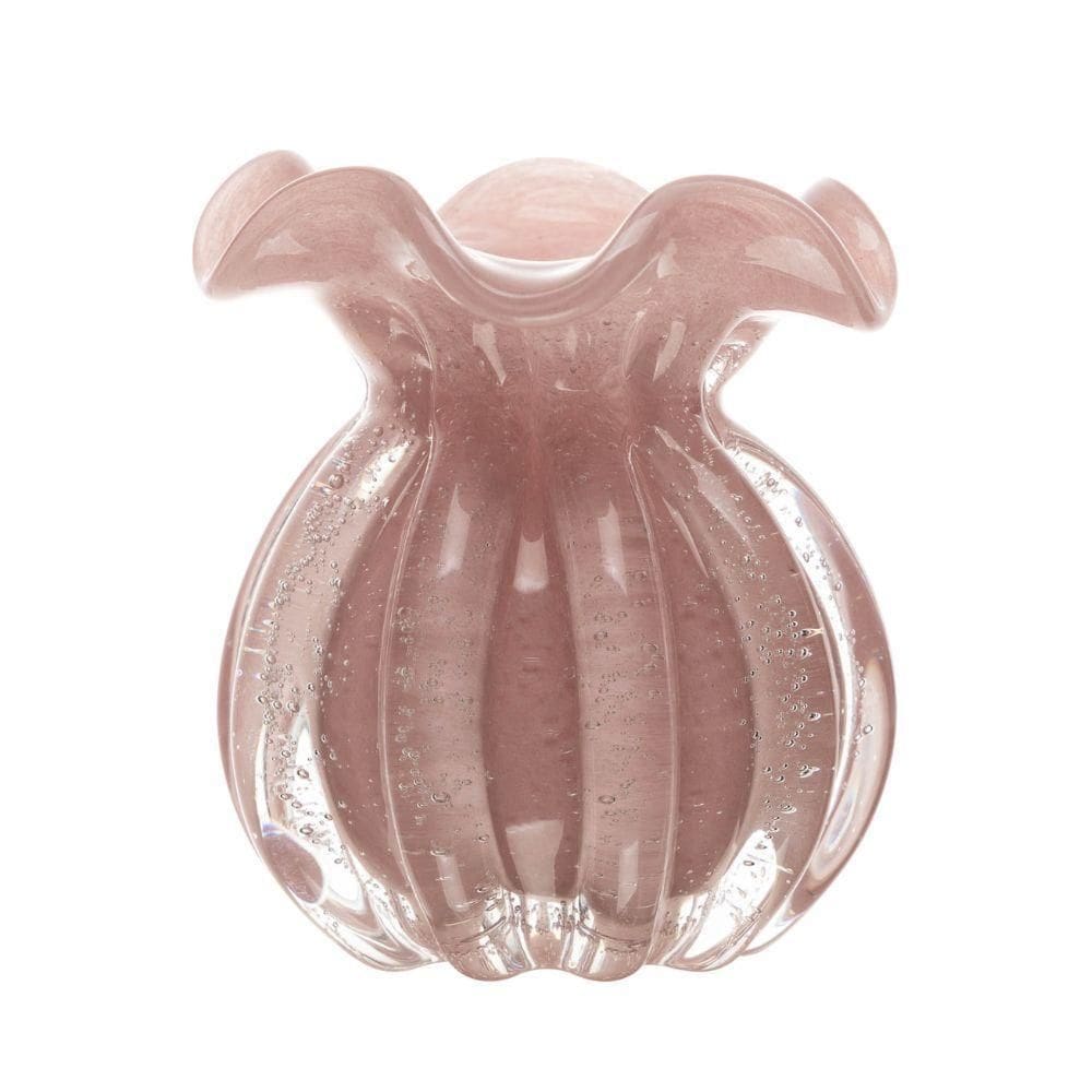 Vaso Italy Trouxinha Em Vidro Rosa Leitoso 10x11cm Wolff