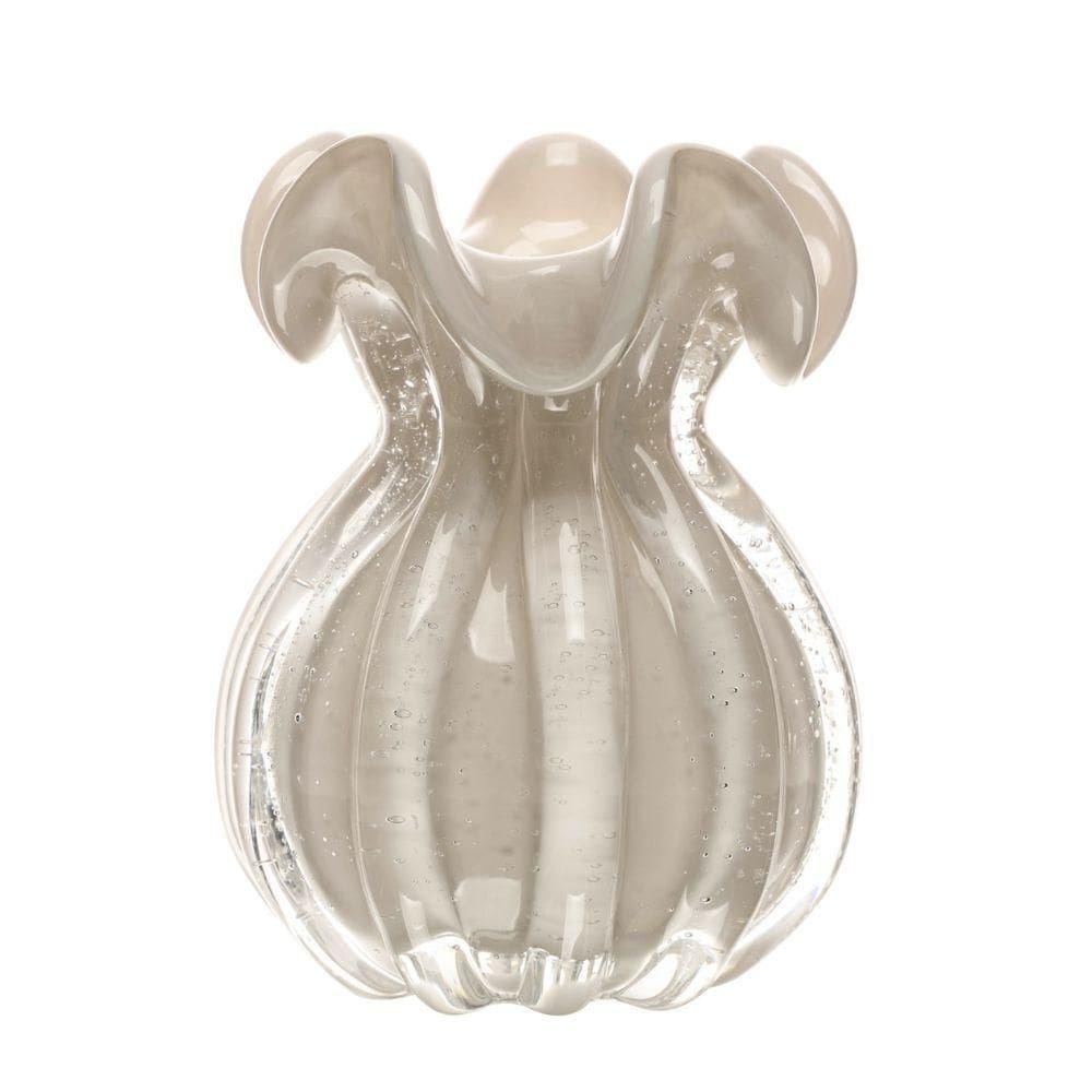 Vaso Italy Trouxinha Em Vidro Nude Leitoso 10x11cm Wolff