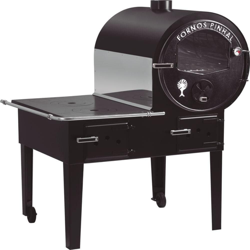 Forno Acoplado Lux Preto Com Chapa F.f. Na Esq
