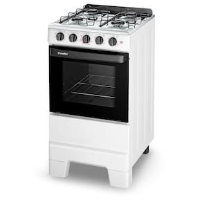 Fogão Esmaltec Ideal Pop 4 Bocas Branco Com Forno Limpa Fácil