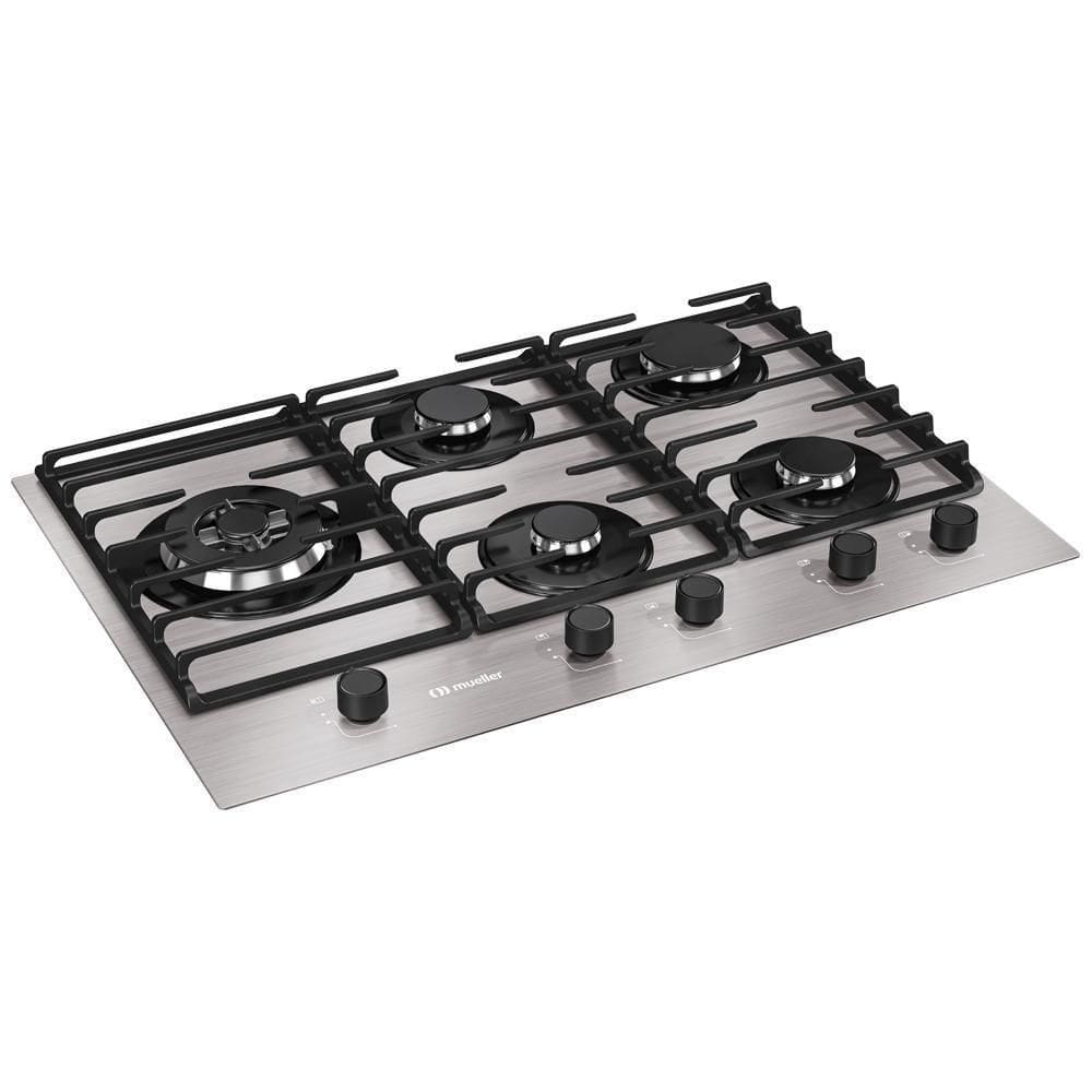 Cooktop Mueller 5 Bocas De Alumínio 77cm Com Grade Dupla MCG5BL Bivolt