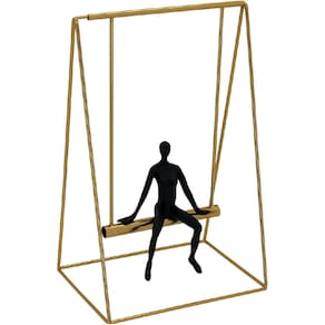 Escultura Decorativa Estátua Enfeite Metal 29x18xcm Dourado