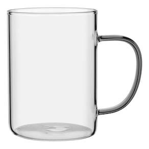 CANECA XÍCARA ALÇA CINZA BOROSSILICATO 450ml 12x8x8cm