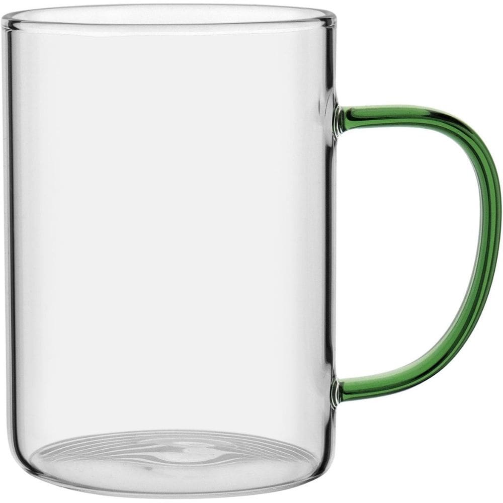 CANECA XÍCARA ALÇA VERDE BOROSSILICATO 450ml 12x8x8cm