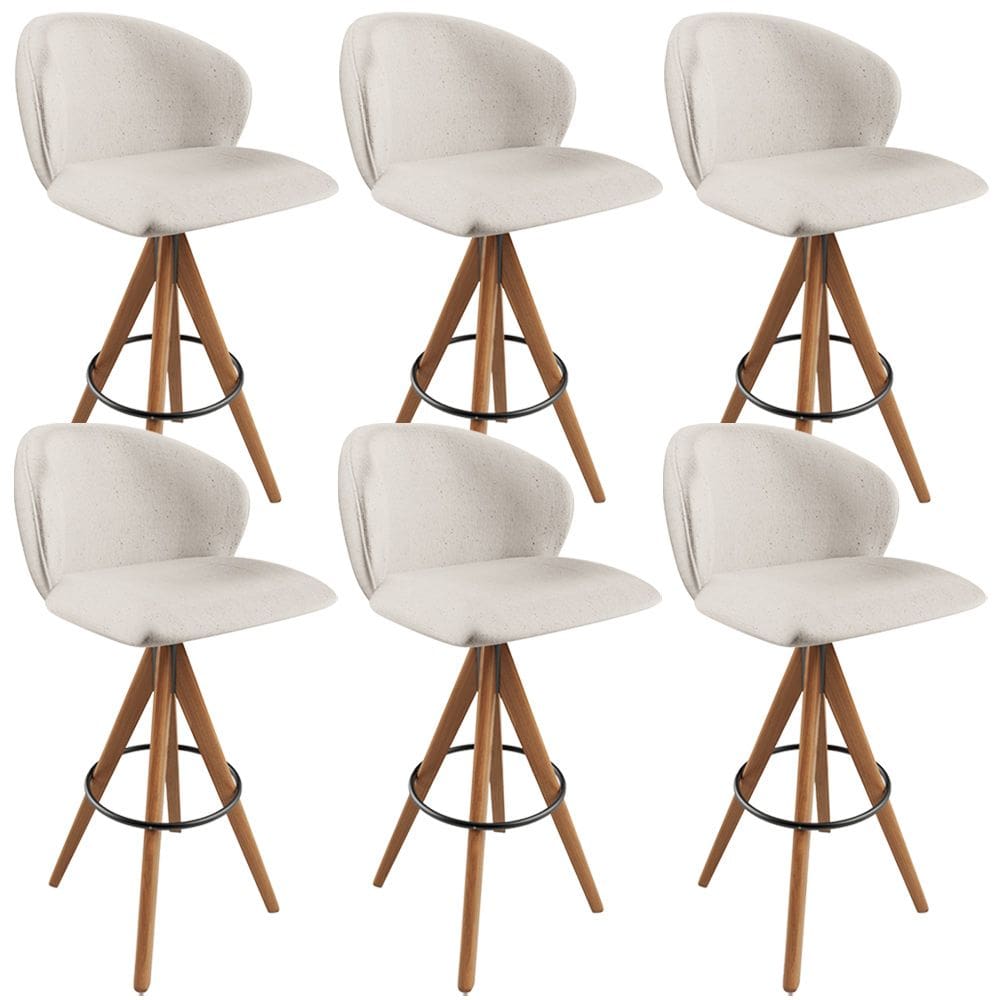 Kit 06 Banquetas Alta Bar Cozinha Sala de Jantar Bar Mia L02 Linho Cru - Lyam Decor