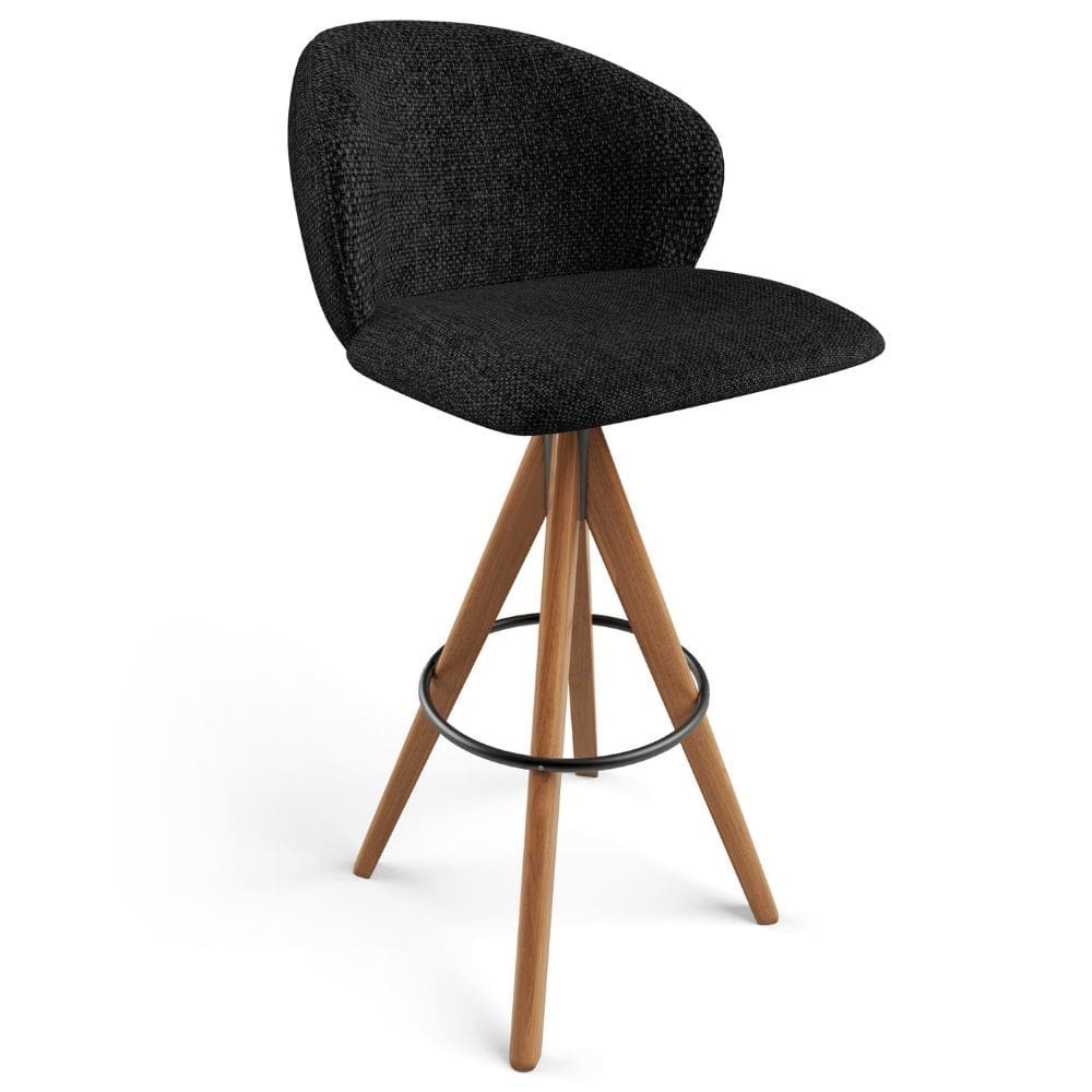 Banqueta Alta Bar Cozinha Sala de Jantar Bar Mia L02 Linho Chumbo - Lyam Decor