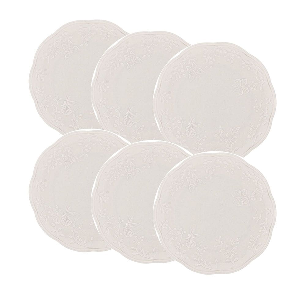 Conjunto de 6 Pratos Sobremesa de Porcelana New Bone Butterfly Flower 19cm - Lyor