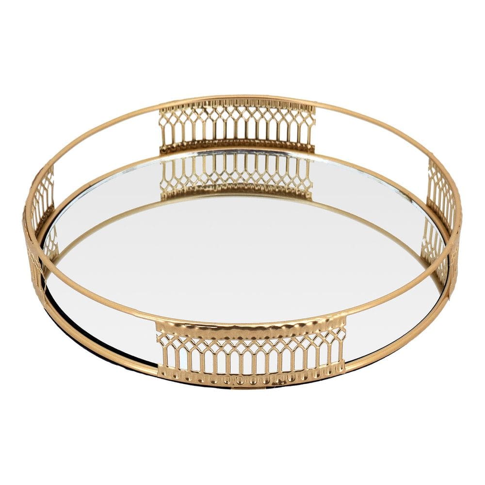 BANDEJA DECORATIVA PARA SERVIR ESPELHADO METAL 3x20x20cm DOURADO
