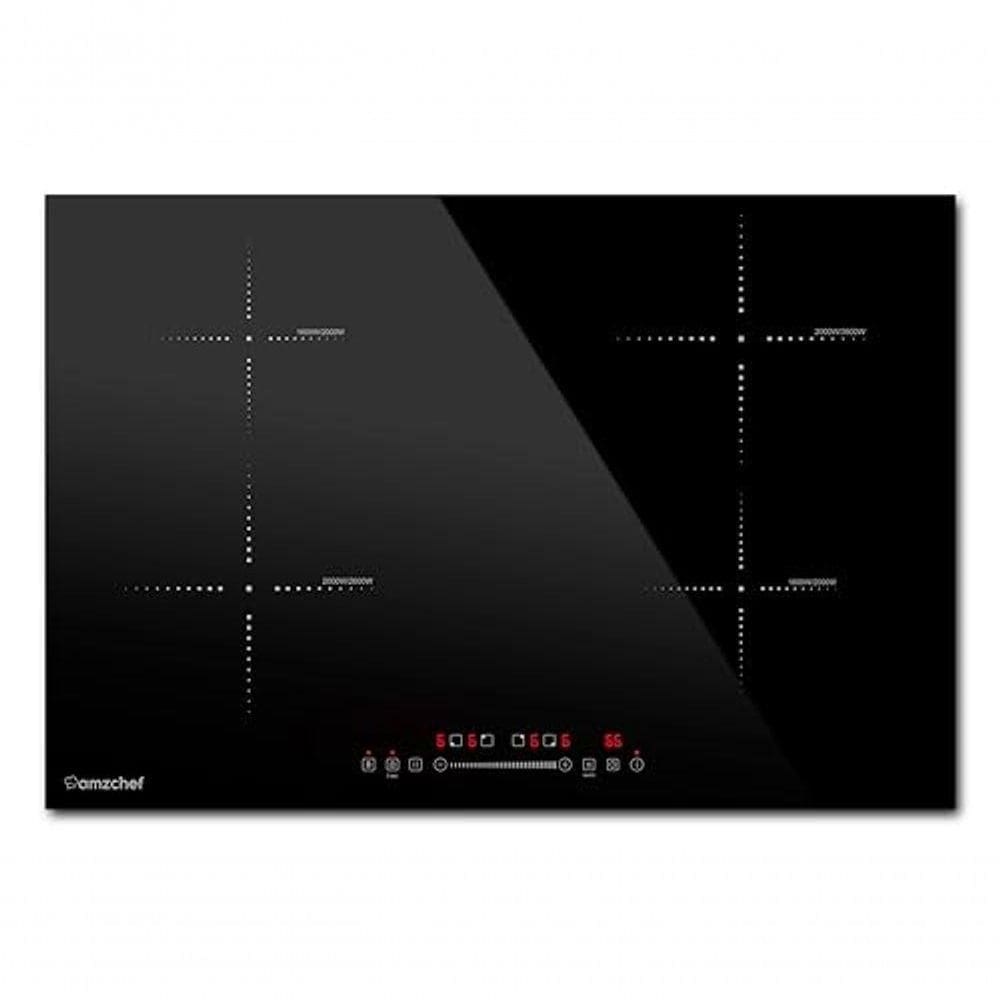 Amzchef Cooktop Elétrico 30`` Indução Com 4 Bocas Boost, Controle Touch