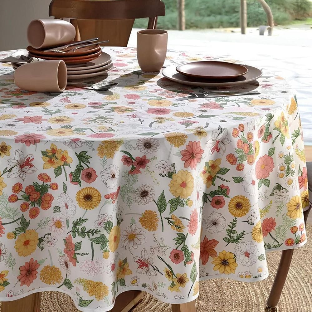 Toalha de Mesa Redonda 4 Lugares Limpa Fácil Döhler Elane