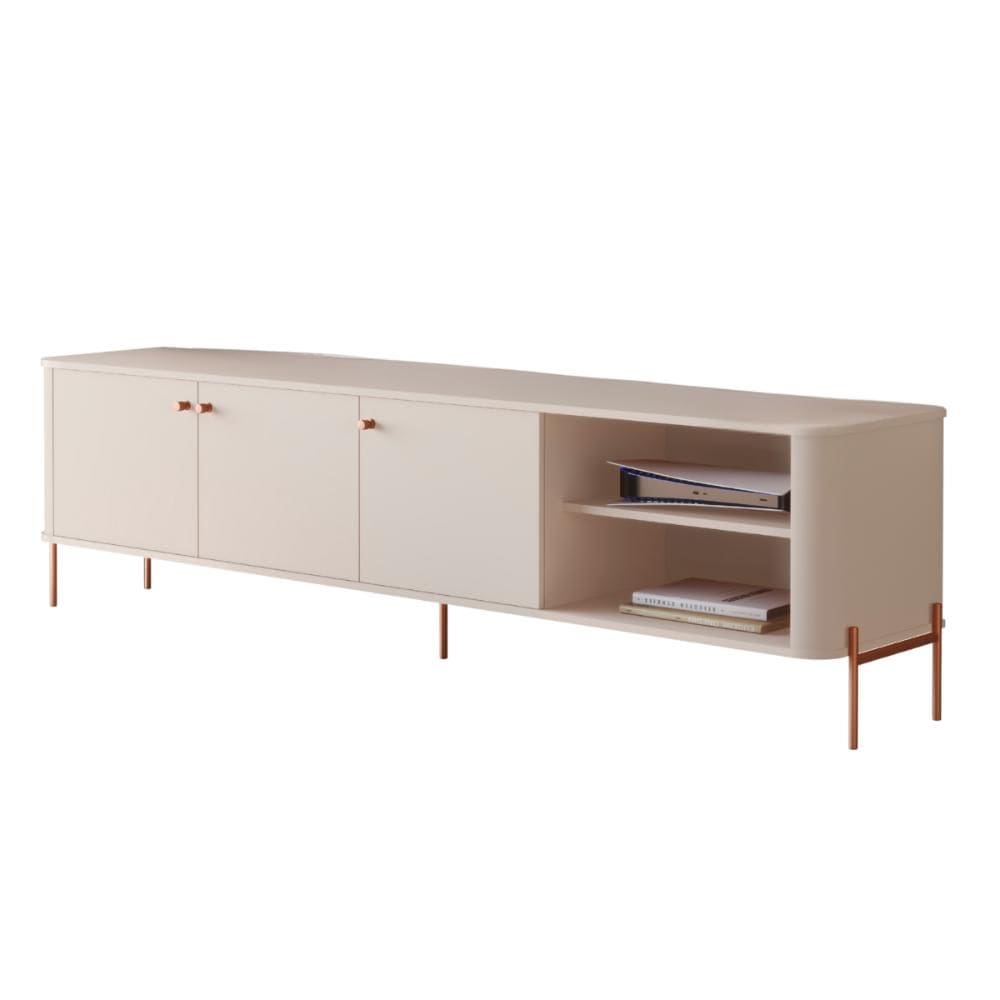 Rack Para TV Tucupí 1.8 Bancada Off White Bronze JB Bechara