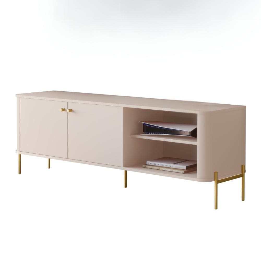 Rack Para TV Tucupí Bancada Off White Dourado JB Bechara