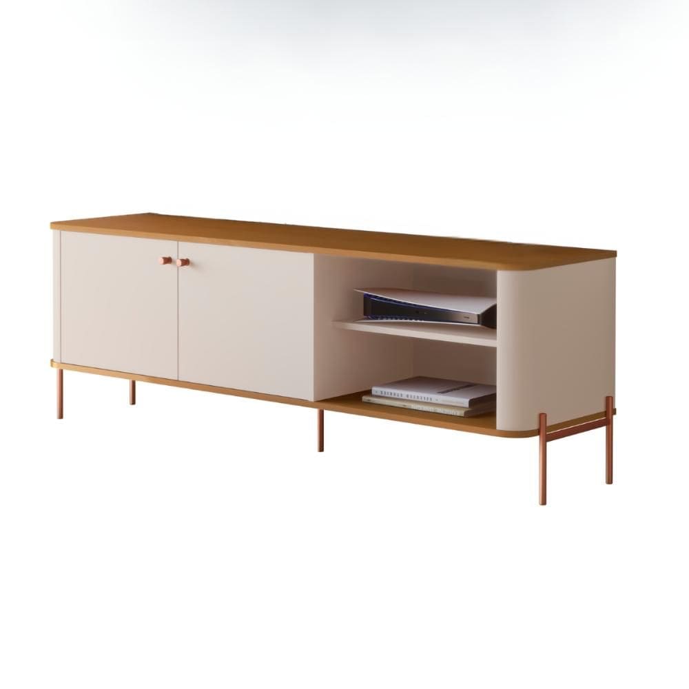 Rack Para TV Tucupí Off White Nature Bronze JB Bechara