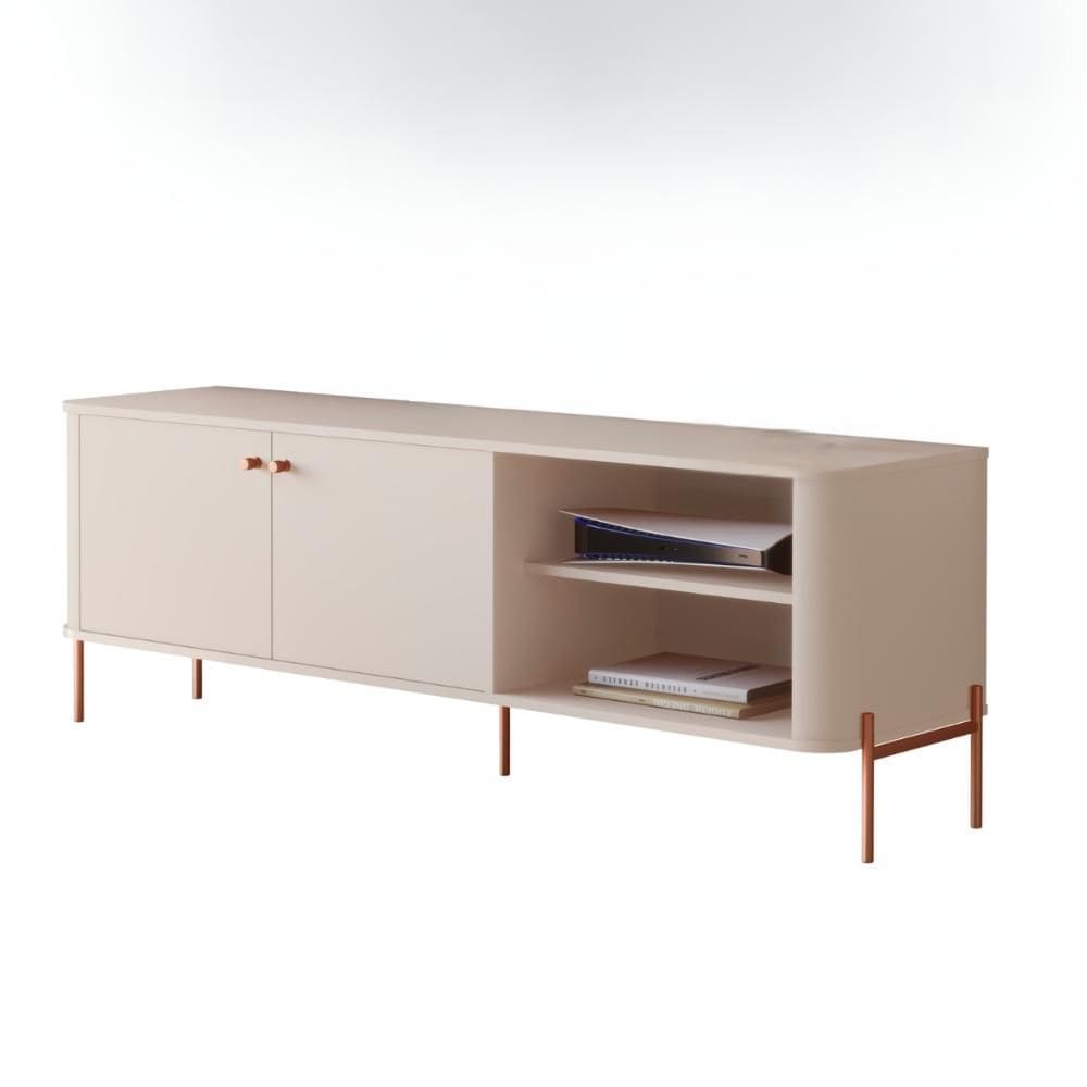 Rack Para TV Tucupí Bancada Off White Bronze JB Bechara
