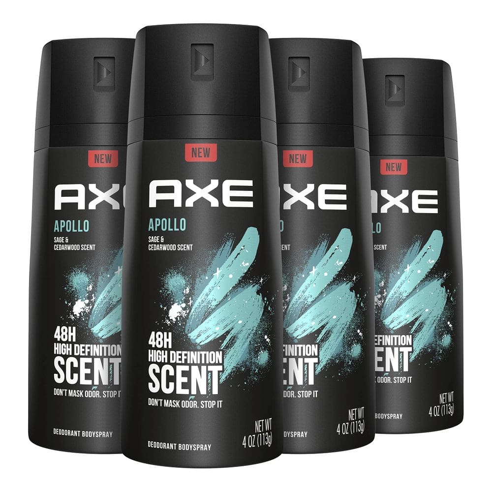 Desodorante em spray corporal AXE Apollo para homens 120 ml (pacote com 4)