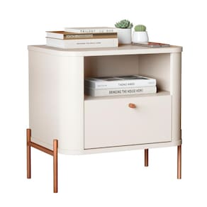 Mesa de Cabeceira Tucupí Slim Off White Bronze JB Bechara