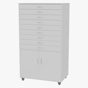 Porta Cartolina Armário Papelaria 9 Gavetas Balção Branco