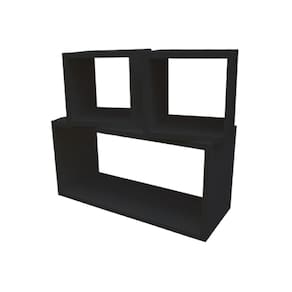 Kit Com 3 Nichos Prateleiras 50 x 25 cm Preto Cód.803