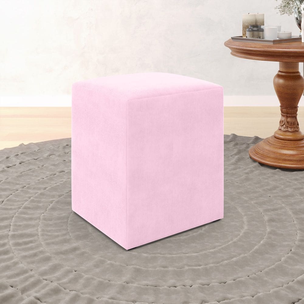 Puff Quadrado Assento Elegante Compacto Sued Aradecor