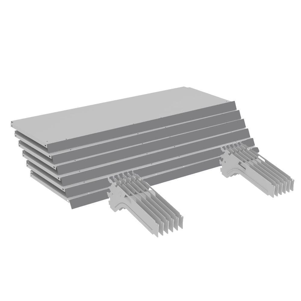 Kit 6 Bandejas Gondola Fit 40 Branco 6X 30X90 Pe Cinza
