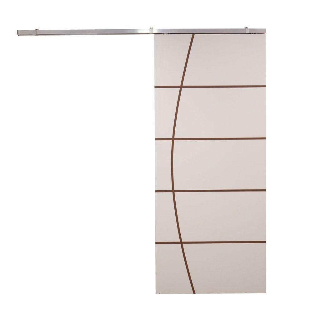 Porta De Correr Branco Prime Frisada Kit Alumínio F01 - 210x80