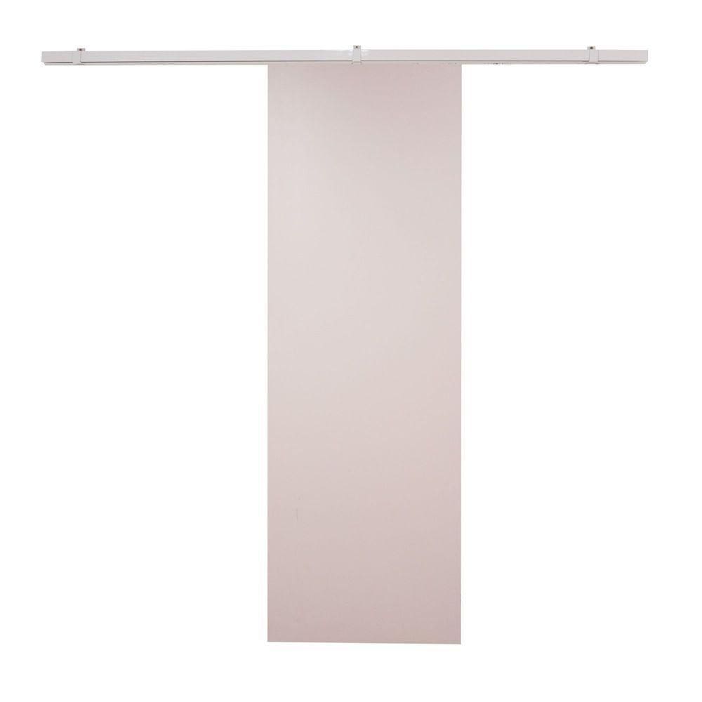 Porta De Correr Branco Prime Com Kit Alumínio Branco - 210x100